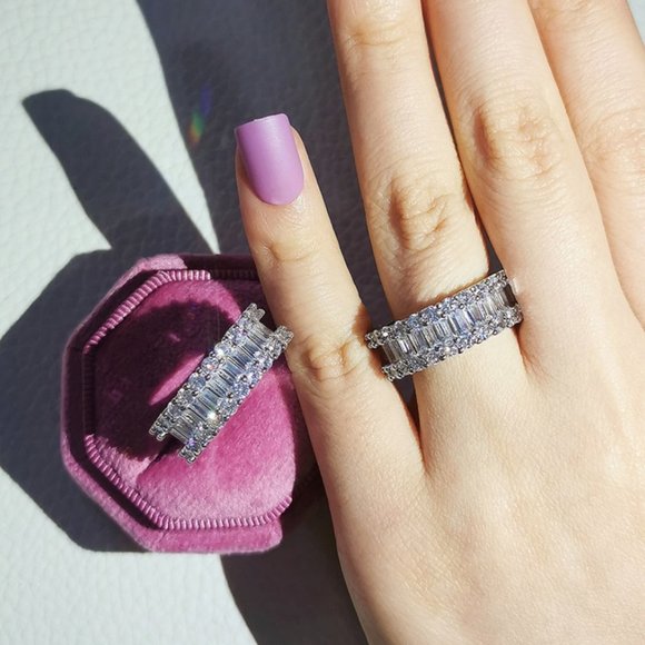 Sterling Silver Eternity Wedding Band - Picture 2 of 3